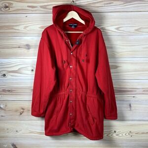 Vintage Ralph Lauren Polo Sport Large Hooded Sweatshirt Parka Mid Length USA 90s